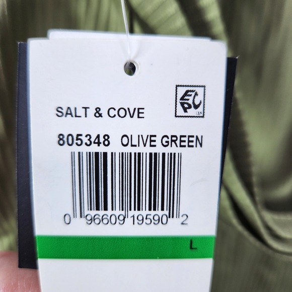 Salt‎ + Cove Tankini Top Olive Green Halter Tank Ribbed Drawstring Sides Size L - Picture 4 of 6